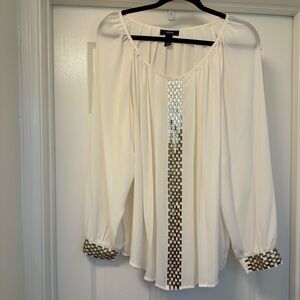 Gorgeous Alfani tunic blouse with silver to gold beaded accent size 18